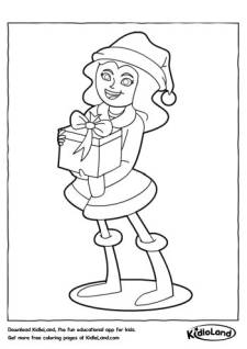 Girl with Gift Coloring Page